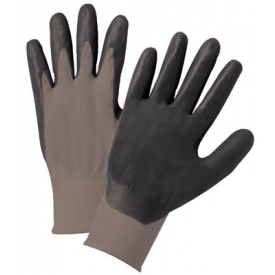 Foam Nitrile Palm Coated Nylon Gloves - Small, Black & Gray