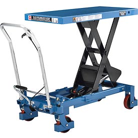 988933 Best Value Mobile Heavy Duty Scissor Lift Table 40 x 20 in. Platform - 2200 lbs - Blue