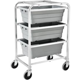 Picture of Global Industries 493389 NSF Aluminum Lug Cart - 26 x 19 x 41 in.&#44; 3 Tote Capacity&#44; Unassembled - Gray