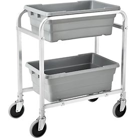 Picture of Global Industries 493388 NSF Aluminum Lug Cart - 28 x 16 x 33 in.&#44; 2 Tote Capacity&#44; Unassembled - Gray