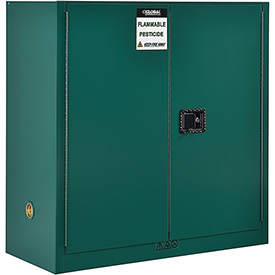 Pesticide Storage Cabinet - 30 gal - Manual Close, 43 x 18 x 44 in., Green