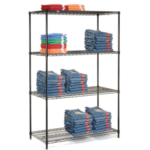 4 Tier Black Epoxy Wire Shelving Starter Unit, 54W x 14D x 54H