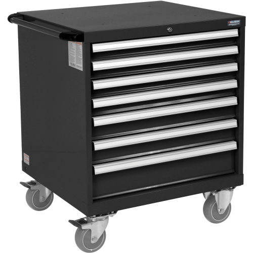 298448BK Mobile Modular Drawer Cabinet, 7 Drawers with Lock Without Dividers, 30 x 27 x 29.5 in. - Black