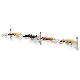B2256839 Wine Bottle Rack - Double Wide 2 Shelf Wall Mount, 26 Bottle - 96 x 14 x 14 in., Chrome