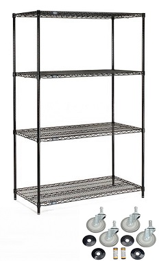 B2256730 Standard Wire Shelf Stem Caster Truck, Black EP - 24 x 36 x 69 in.