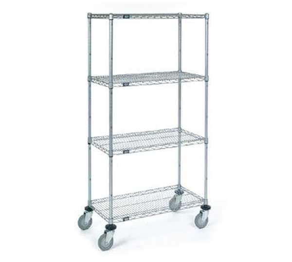 B2256469 Standard Wire Shelf Stem Caster Truck, 2 with Brakes, Poly-Green - 18 x 36 x 69 in.