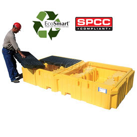 Ultra-Twin IBC Spill Pallet with Drain, Yellow
