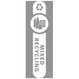 Rubbermaid Commercial Products B2246423 Waste Stream Label Mixed Recycling Kit for Slim Jim, White