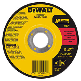 Picture of Dewalt B2225254 HP Metal Cutting Wheels Type 27&#44; 6 x 0.88 in.- Aluminum Oxide - 60 Grit
