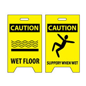 Picture of National Marker B172209 Floor Sign - Caution Wet Floor Caution Slippery When Wet&#44; Yellow
