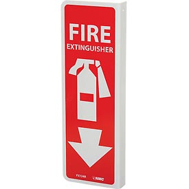 B67458 Fire Flange Sign - Fire Extinguisher, White on Red