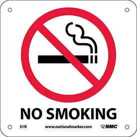 337536R Graphic Facility Signs - No Smoking - Plastic, 7 x 7 in., White, Black & Red