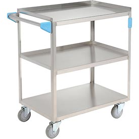 Picture of Carlisle Sanitary Maintenance B642458 Stainless Steel Utility Transportation Cart&#44; 300 lbs - 3 Shelf 18 x 27 in.