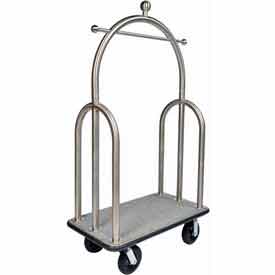 Picture of Central Specialties B464123 CSL HD Trident Bellman Cart Stainless&#44; Gray Carpet&#44; Black Bumper 8 in. Black Pneu