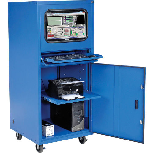 239197BL Deluxe Mobile Security Cabinet - Blue - Unassembled