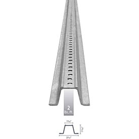 B1891791 U-Channel Sign Post, 6 ft., 2 lbs ft., Galvanized Post with Holes Top to Bottom