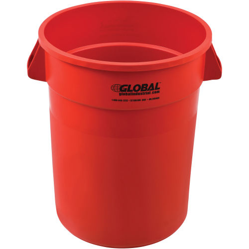 240460RD Trash Container, Garbage Can - 32 gal, Red