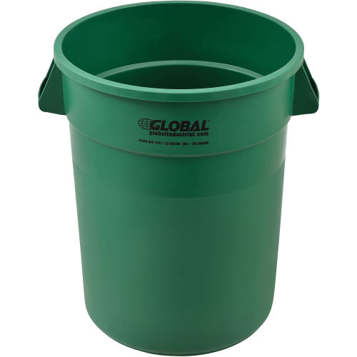 240460GN Trash Container, Garbage Can - 32 gal, Green