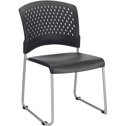 Interion Stacking Chair With Mid Back, Plastic, Black