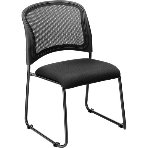 Mesh Stacking Chair, Fabric, Black, Armless, Mid Back