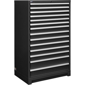 298451BK Modular Drawer Cabinet, 14 Drawers with Lock Without Dividers, 36 x 24 x 57 in. - Black
