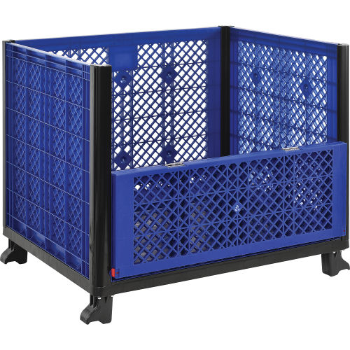 Picture of Global Industries 603087D Easy Assembly Vented Wall Bulk Container&#44; 39.25 x 31.5 x 29 in. with One Drop Gate