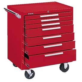 29 in. 7-Drawer Roller Cabinet with Ball Bearing Slides - Red