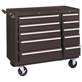 39 in. 10-Drawer Roller Cabinet - Brown