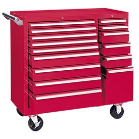 39 in. 15-Drawer Roller Cabinet - Red