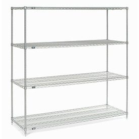 4-Shelf Wire Shelving, Unit, Silver EP, 72 x 30 x 86 in.