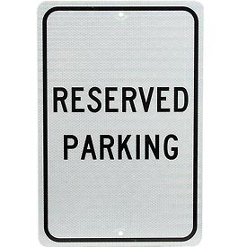 932135H Aluminum Sign - Reserved Parking - 0.08 in. Thick, White & Black