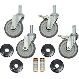 800283 Rubber Swivel Stem Casters 5 in. 2 Brake & Donut Bumper - Set of 4