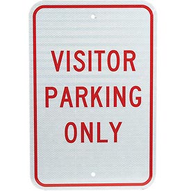 932136H Aluminum Sign - Visitor Parking Only - 0.08 in. Thick, White & Red