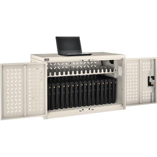 670051PY 16-Device Charging Cabinet for Chromebooks Laptops & iPad Tablets - Putty, Unassembled