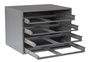 493507 Durham Steel Compartment Box Rack Heavy Duty Bearing with 4 Adjustable Divider Boxes, 20 x 15 & 75 x 15 in.