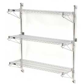 Nexel Wall Mount Wire Shelving Starter - Chrome - 42 x 14 x 54 in.