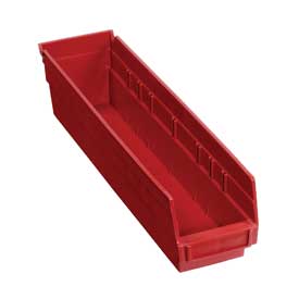 Plastic Shelf Storage Bin - Red - 4.13 x 17.88 x 4 in. - Nestable - Waterproof