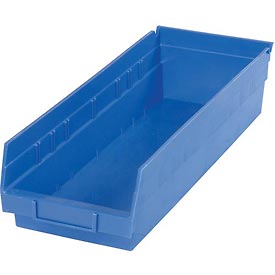 184840BL Plastic Shelf Storage Bin - Nestable 6.63 x 17.88 x 4 in. - Blue