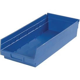 184844BL Plastic Shelf Storage Bin - Nestable 8.38 x 17.88 x 4 in. - Blue