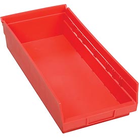 184844RD Plastic Shelf Storage Bin - Nestable 8.38 x 17.88 x 4 in. - Red
