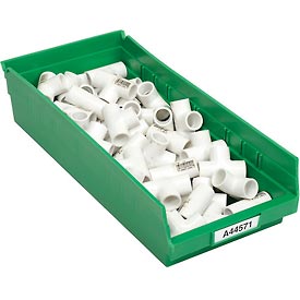 184844GN Plastic Shelf Bin - 8.38 x 17.88 x 4 in. - Green