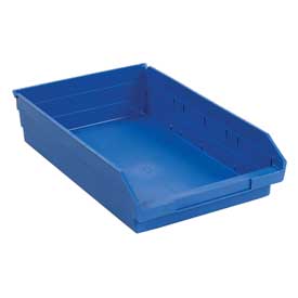 184846BL Plastic Shelf Storage Bin - Nestable 11.13 x 17.88 x 4 in. - Blue