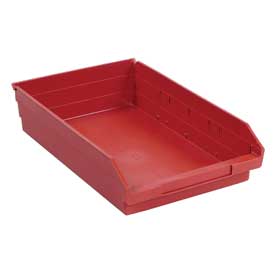 184846RD Plastic Shelf Storage Bin - Nestable 11.13 x 17.88 x 4 in. - Red