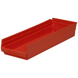 Plastic Shelf Storage Bin - Red - 8.38 x 23.63 x 4 in. - Nestable