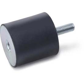 B831606 Vibration Mount, 1 Tapped Hole, 1 Threaded Stud, 1 in. Dia., .075 in., 0.25-20 in. Thread - Black