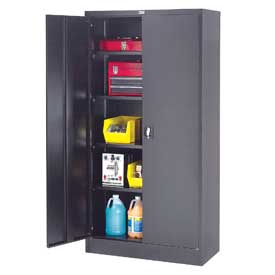 237635BK Steel Storage Cabinet Recessed Handle, 36 x 18 x 72 in. - Black Easy Assembly