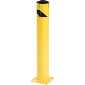 652899M Steel Bollard with Removable Plastic Cap & Chain Slots - Existing Concrete - 36 x 5.5 in., Yellow