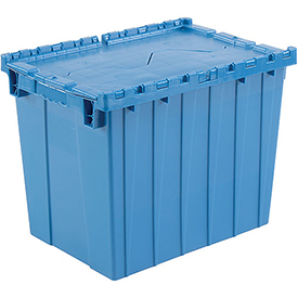 Plastic Shipping Container - Blue - 21.88 x 15.25 x 17.25 in. - Durable Hinged Lid
