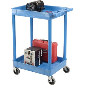 251937BL Blue 2 Shelf Tray Shelf Plastic Cart, 24 x 18 in.