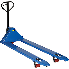 Picture of Global Industries 988942 Premium Extra-Long Fork Pallet Jack Truck&#44; 27 x 70 in. - 4400 lbs - Blue